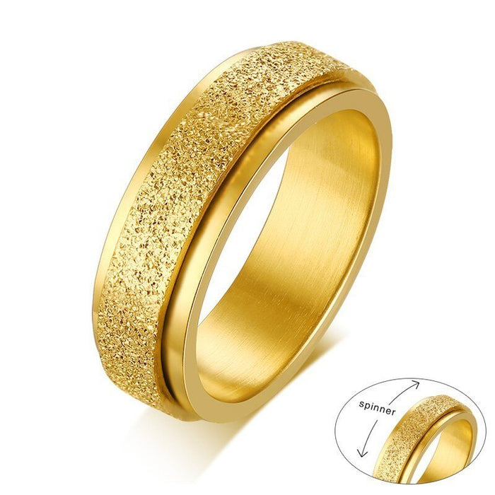 Vnox 6MM Stainless Steel Spinner Rings for Men Jewelry Sandblast Finished