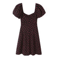 Wave dot bubble sleeve linen dress