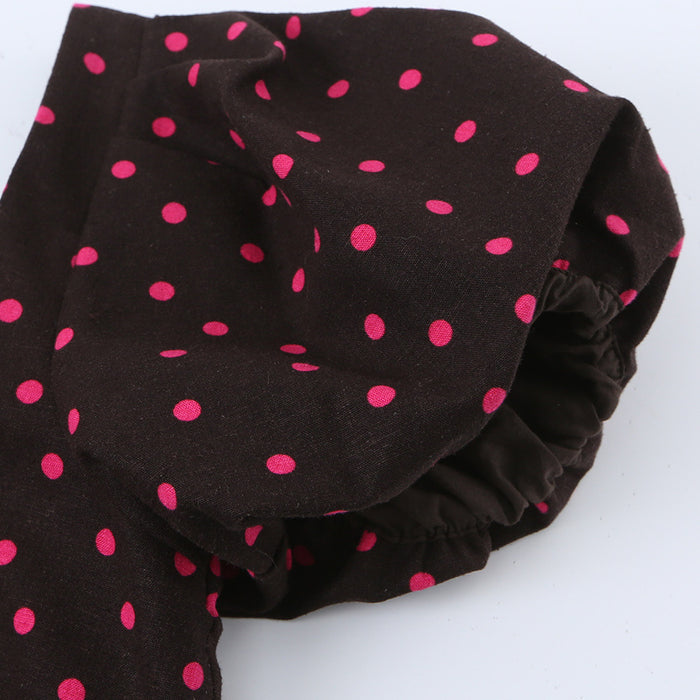 Wave dot bubble sleeve linen dress