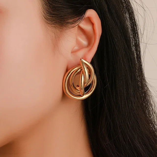Women Irregular Metal Stud Earrings Statement Jewelry Party Accessories