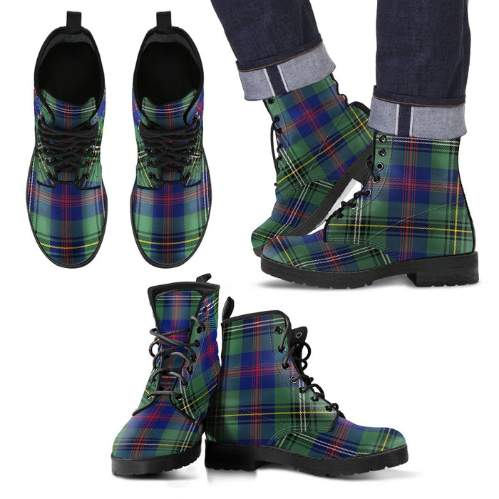 Wood Modern Tartan Leather Boots Footwear Shoes